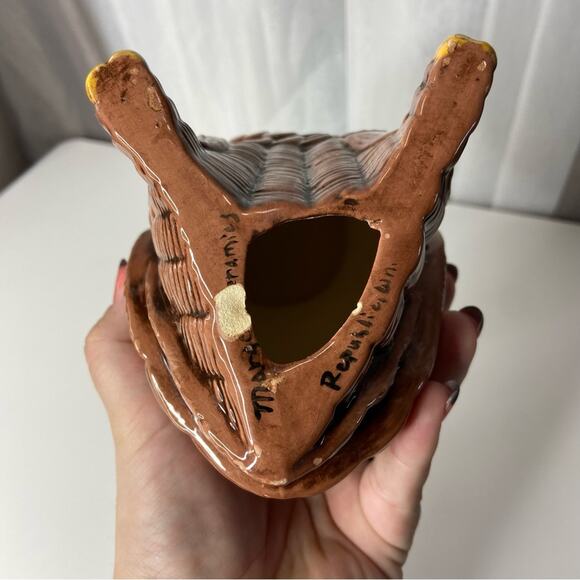 Vintage Brown Owl Figurine with Yellow Accents - Picture 4 of 4